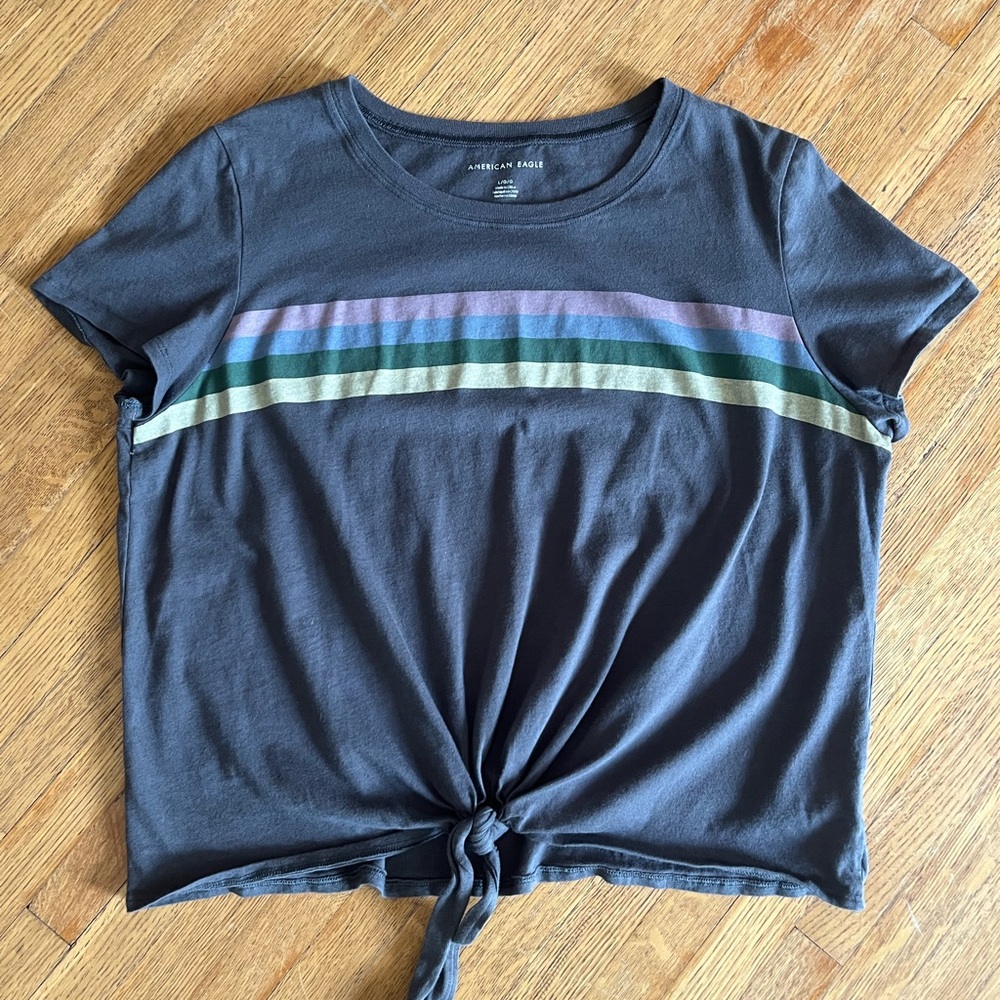 American Eagle crop front-tie tshirt